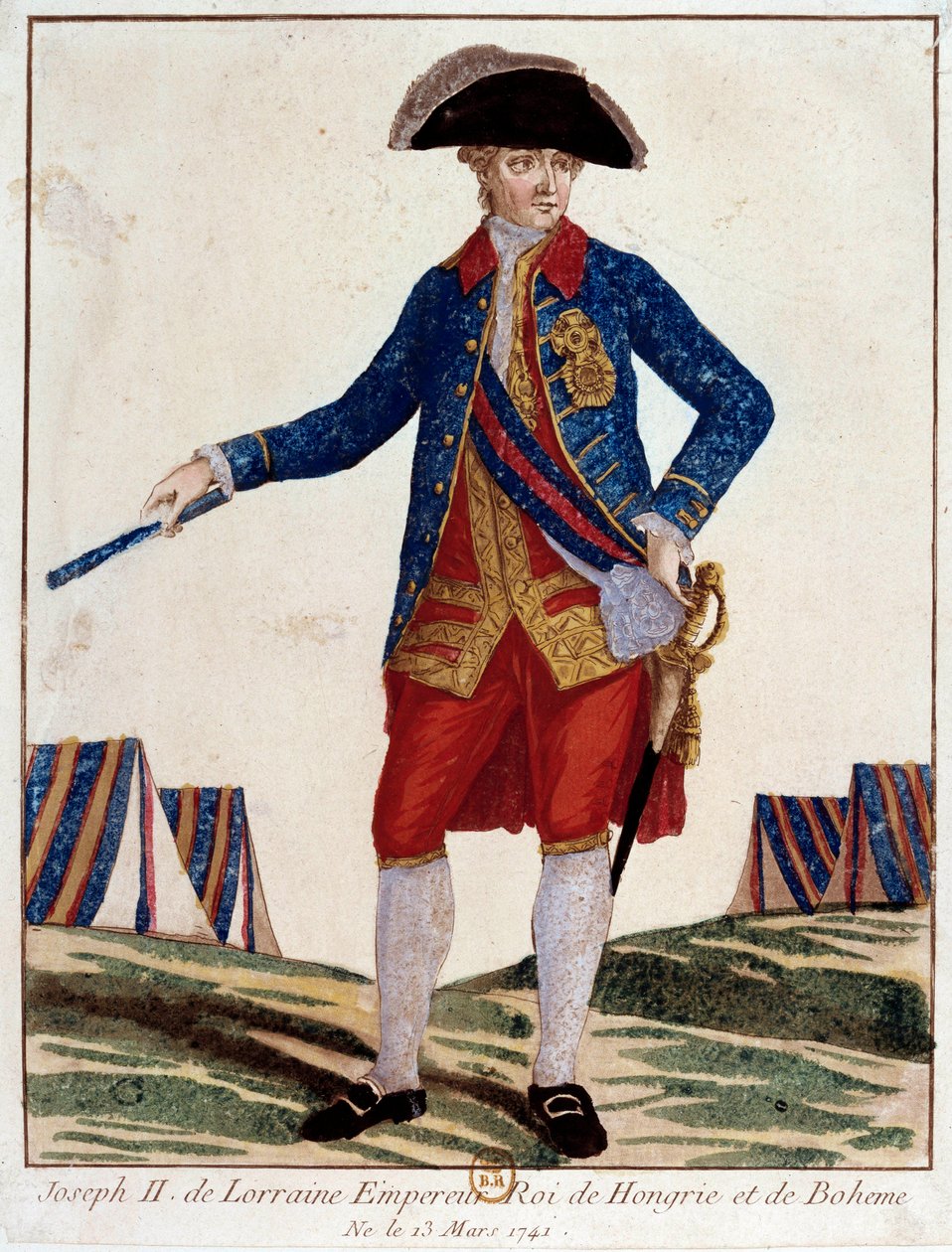 Portrett av Joseph II av Lorraine (1741 - 1790), keiser av Det hellige germanske rike, keiser av Østerrike, konge av Ungarn av Boheme. Gravering fra 1700-tallet. Paris, Musee Carnavalet av Unknown artist