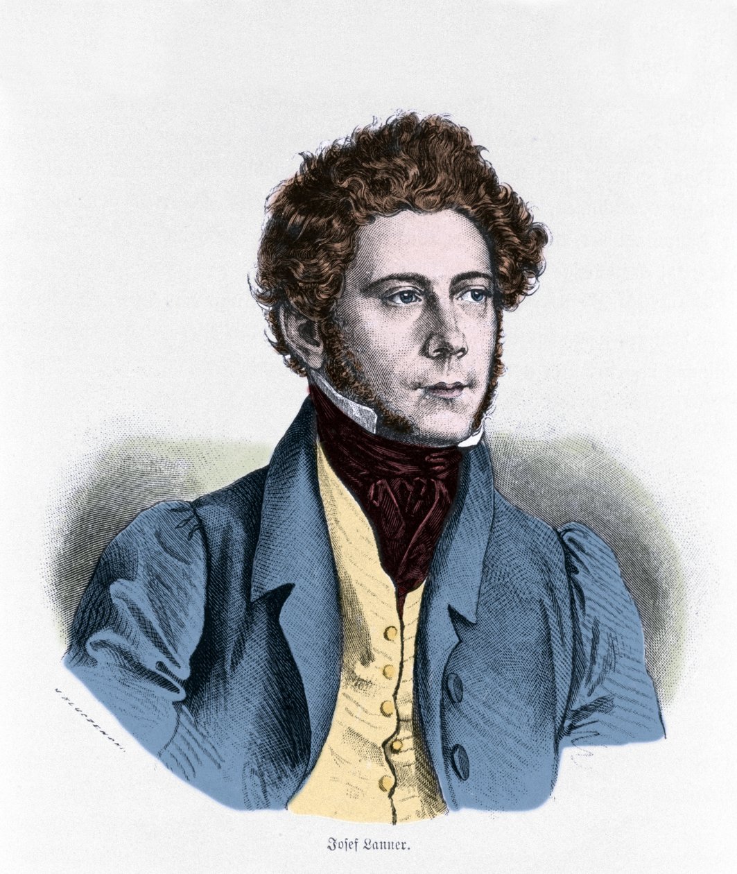 Portrett av Joseph Lanner østerriksk komponist, fiolinist og dirigent (1801-1843). av Unknown artist