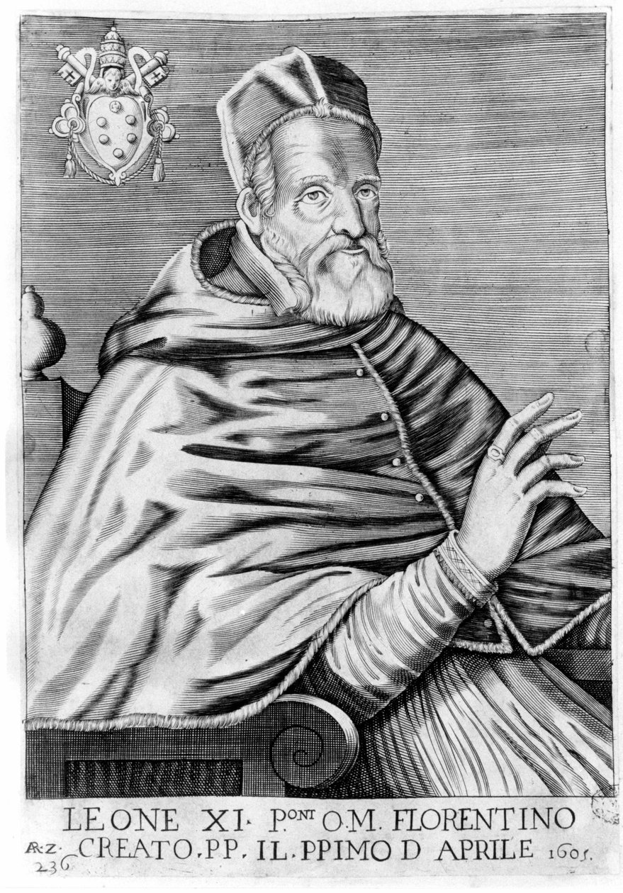 Portrett av Leo XI (Alexander av Medici) (1535 - 1605). av Unknown artist