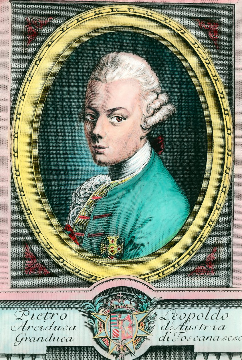 Portrett av Leopold II av Østerrike, storhertug av Toscana (1747-1792). Gravering av privatsamlingen fra 1700-tallet av Unknown artist