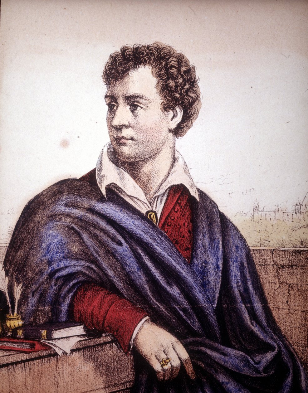 Portrett av Lord George Gordon Noel Byron (1788-1824), 6. baron, britisk poet. av Unknown artist