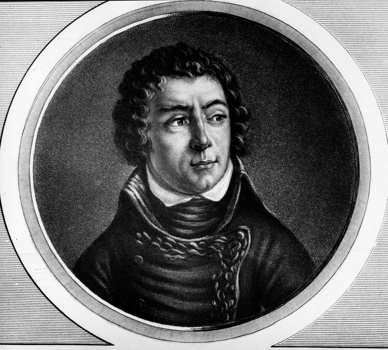 Portrett av Louis Alexandre (Louis-Alexandre) Berthier (1753-1815), prins av Neuchatel, marskalk av Frankrike - Gravering i ""Komplett samling av historiske malerier fra den franske revolusjonen, i tre bind"" av Unknown artist