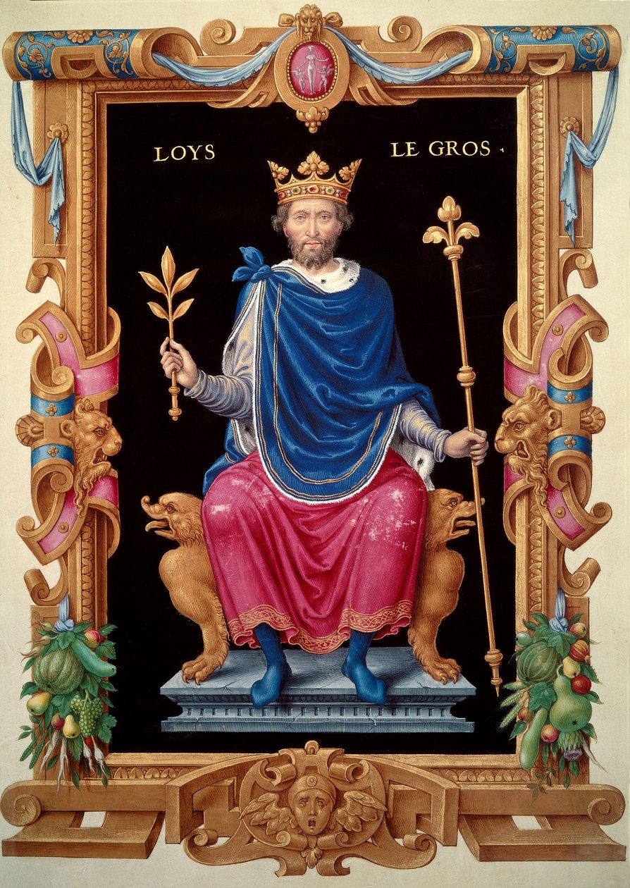 Portrett av Louis VI kjent som "the Gros" (1081-1137). Miniatyr i ""Recueil des Kings de France"", av Jean du Tillet, ca 1555-1566. BN, Paris av Unknown artist