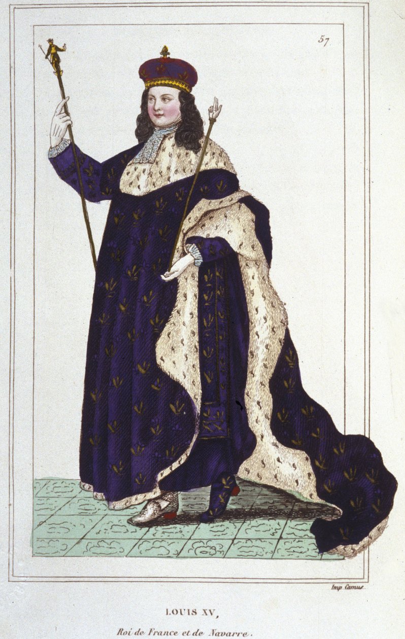 Portrett av Louis XV (1710 - 1774), konge av Frankrike gravering fra 1830 av Unknown artist