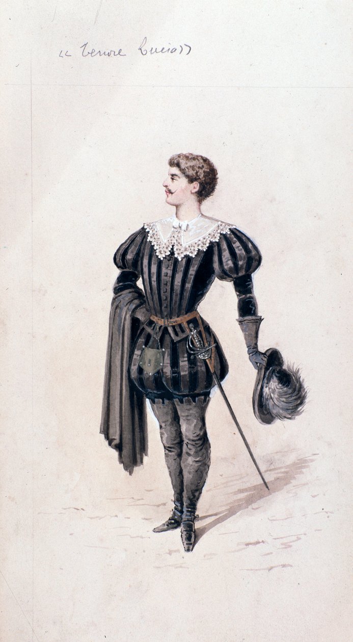 Portrett av Lucio, tenor i Lucia di Lammermoor, opera av Gaetano Donizetti av Unknown artist