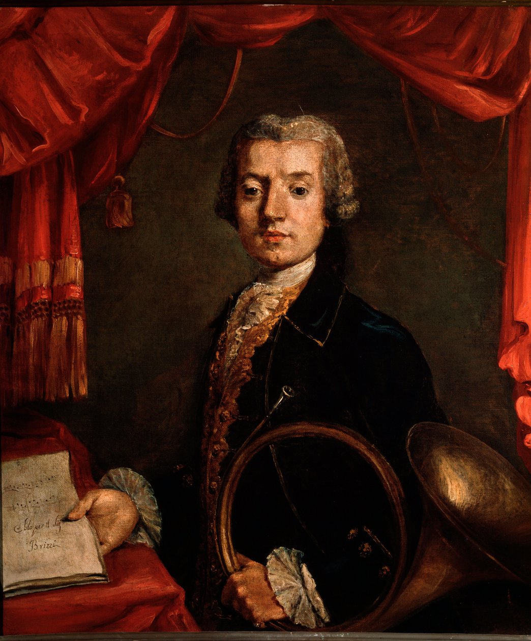 Portrett av Luigi Brizzi, italiensk hornspiller (maleri av Unknown artist