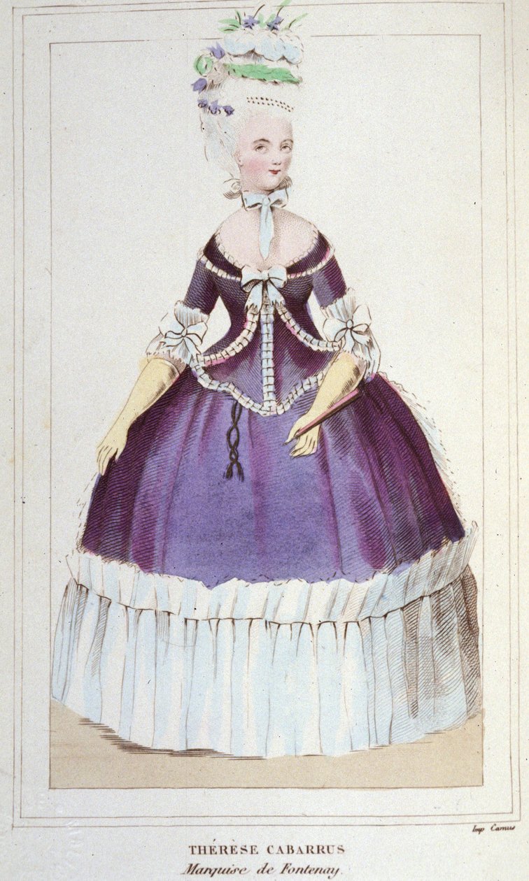 Portrett av Mademoiselle de Fontenay eller Teresa (Theresa eller Terezia) Cabarrus, kjent som Madame Tallien (Talien) (1773-1835), Marquise de Fontenay. Gravering 1830 av Unknown artist