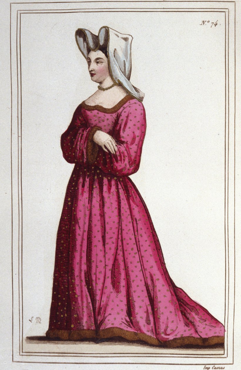 Portrett av Marguerite de Sassenage, Lady of Beaumont (1449 ca - 1491). Maitress av Louis XI. Gravering fra 1830. av Unknown artist