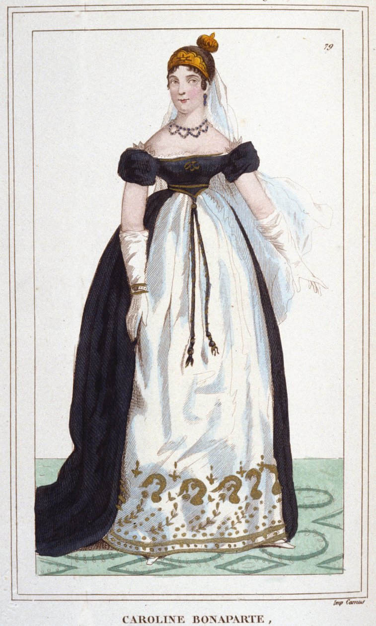 Portrett av Marie-Annonciade kjent som Caroline Bonaparte (1782-1839), prinsesse Murat, dronning av Napoli. Gravering fra 1830 av Unknown artist