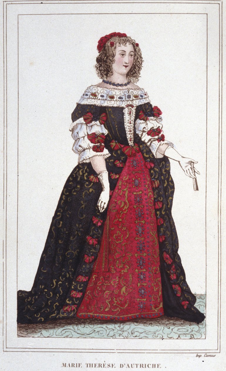 Portrett av Marie Therese av Østerrike (1638 - 1683), dronning av Frankrike. av Unknown artist