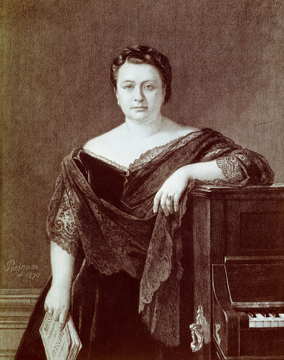 Portrett av Marietta Alboni (1826-1894), italiensk kontraltosanger. Gravering av privatsamlingen fra 1800-tallet av Unknown artist
