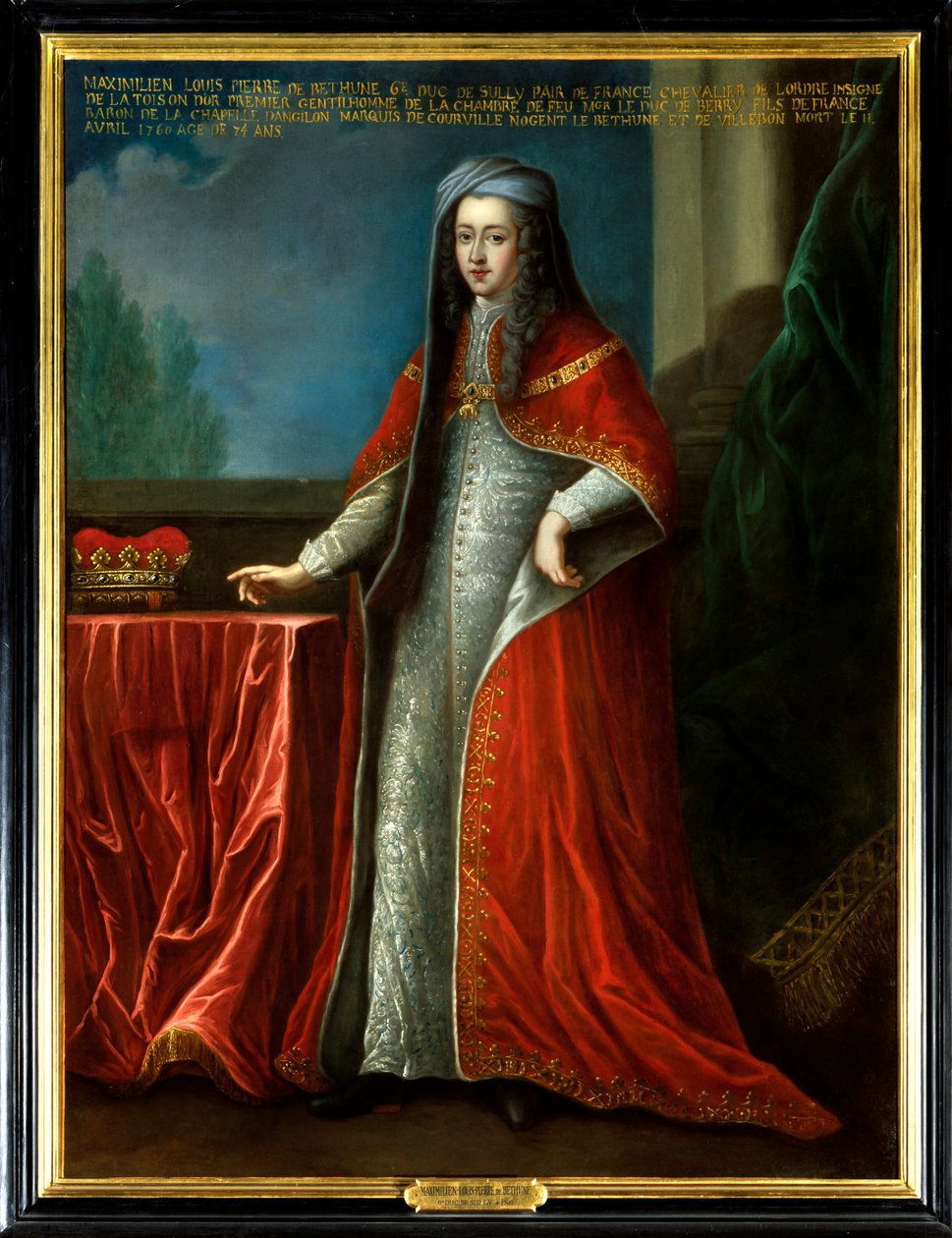 Portrett av Maximilian Louis Pierre de Bethune (1686-1760), sjette hertug av Sully. Han har Order of the Golden Fleece-kjede. Anonymt maleri fra 1700-tallet. Olje på lerret. Obligatorisk omtale: Sully sur Loire, Chateau de Sully - Portrait of Lou av Unknown artist