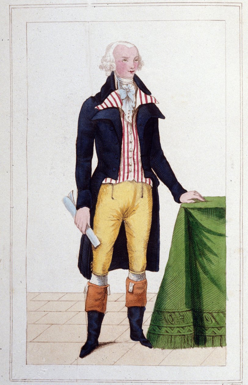 Portrett av Maximilian Robespierre (1758 - 1794) gravering av 1830 av Unknown artist