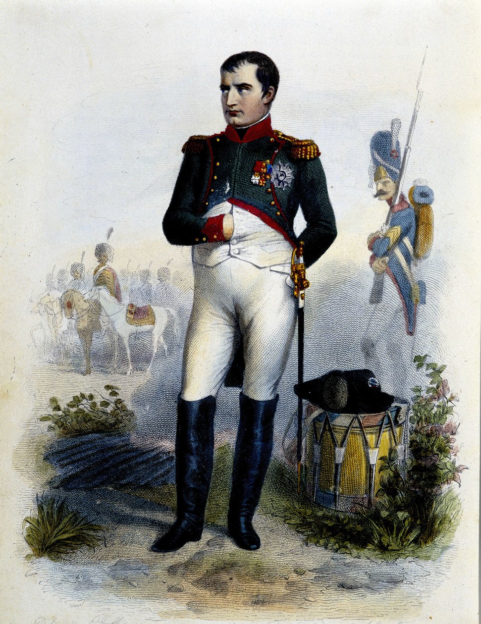 Portrett av Napoleon Ier. Gravering av det 19. århundre. av Unknown artist