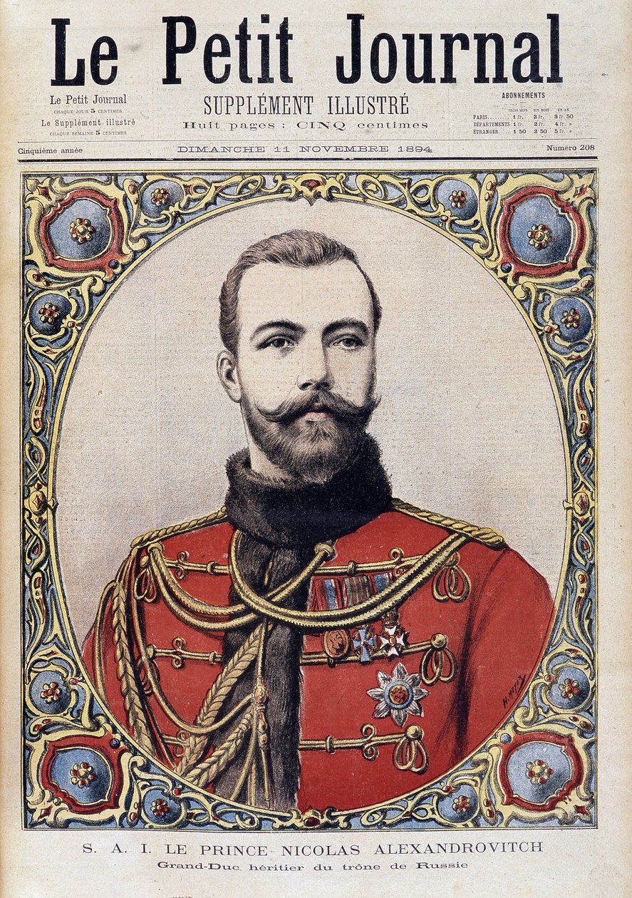 Portrett av Nicholas II av det unge Russland - i "" The Petity Journal"" av 11.11.1894 av Unknown artist
