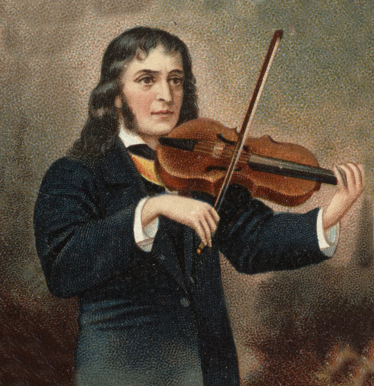 Portrett av Nicolo Paganini (1782 - 1840) italiensk fiolinist. av Unknown artist
