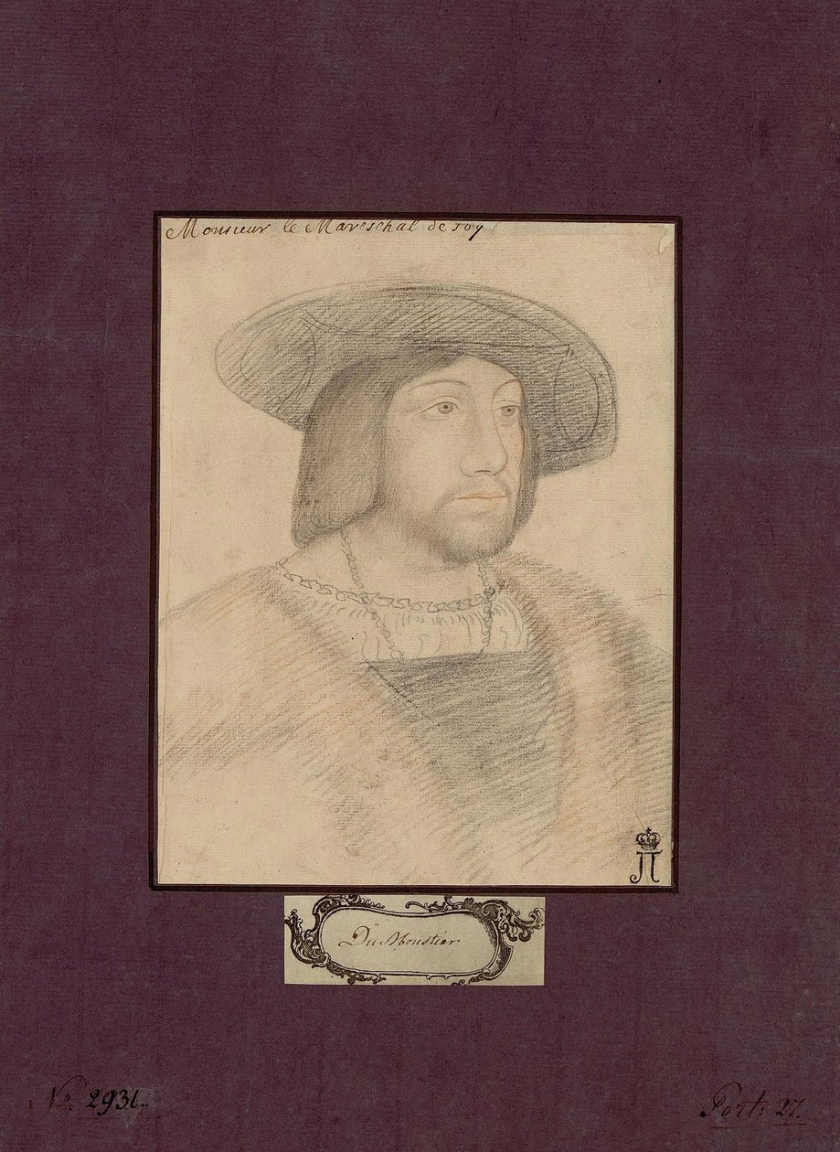 Portrett av Odet de Foix, Vicomte de Lautrec (1485-1528) kjent som Marshal de Lautrec - Anonym. Fargeblyanter på papir, størrelse: 22,5x17,2, ca. 1546, State Eremitage, St. Petersburg av Unknown artist