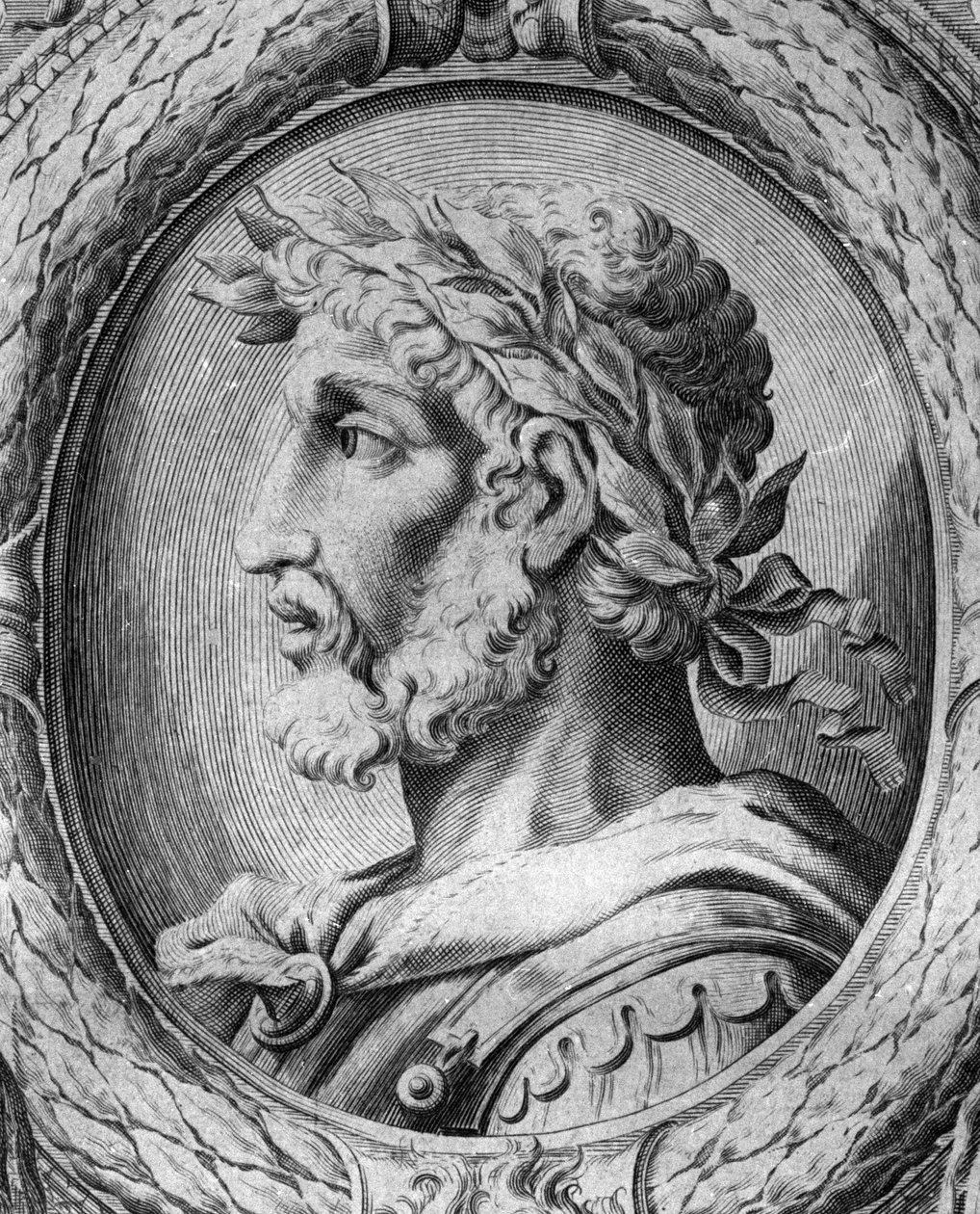 Portrett av Odoacre (Odovacar), leder for Herules alliert med hunerne og minister i Attila (435-493). Gravering fra 1700-tallet. av Unknown artist