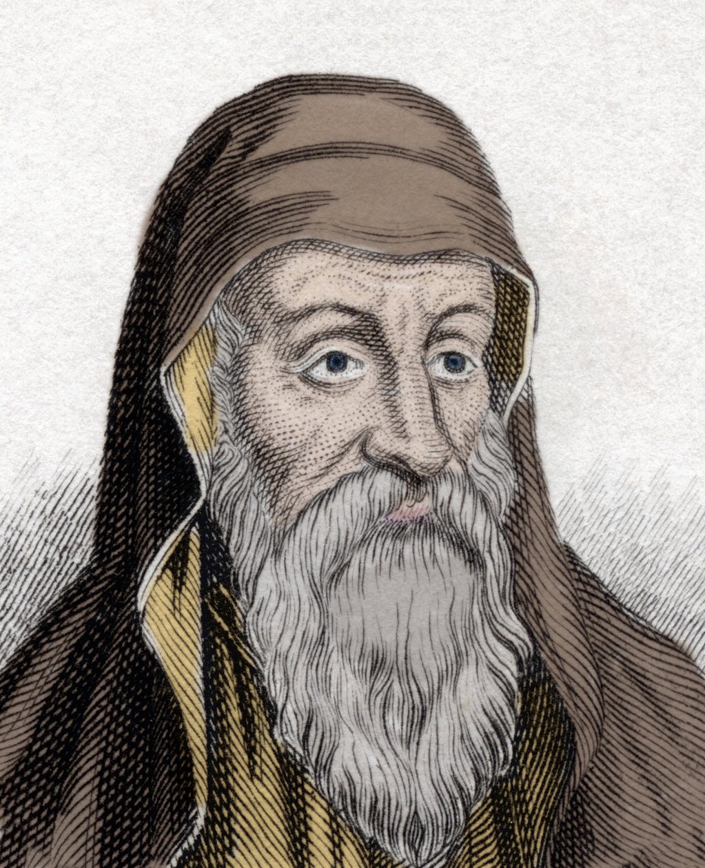 Portrett av Origenes (Origens) (Origens Adamantius) teolog fra den patristiske perioden (185-253). Gravering av det 19. århundre. av Unknown artist