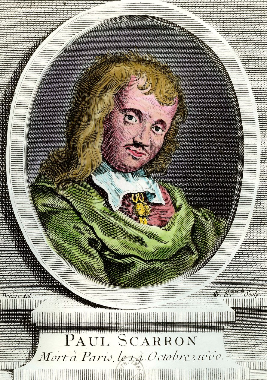 Portrett av Paul Scarron (1610-1660), fransk forfatter. Gravering fra 1600-tallet. Privat samling. av Unknown artist
