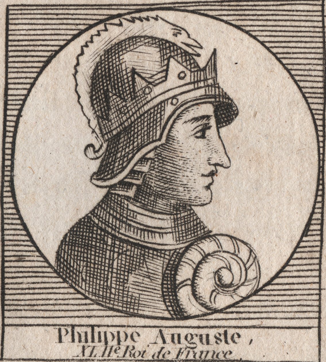 Portrett av Philip II dit Philippe Auguste (1165-1223) - Philip Augustus II (1165-1223) Konge av Frankrike - gravering fra "" Instruction sur l