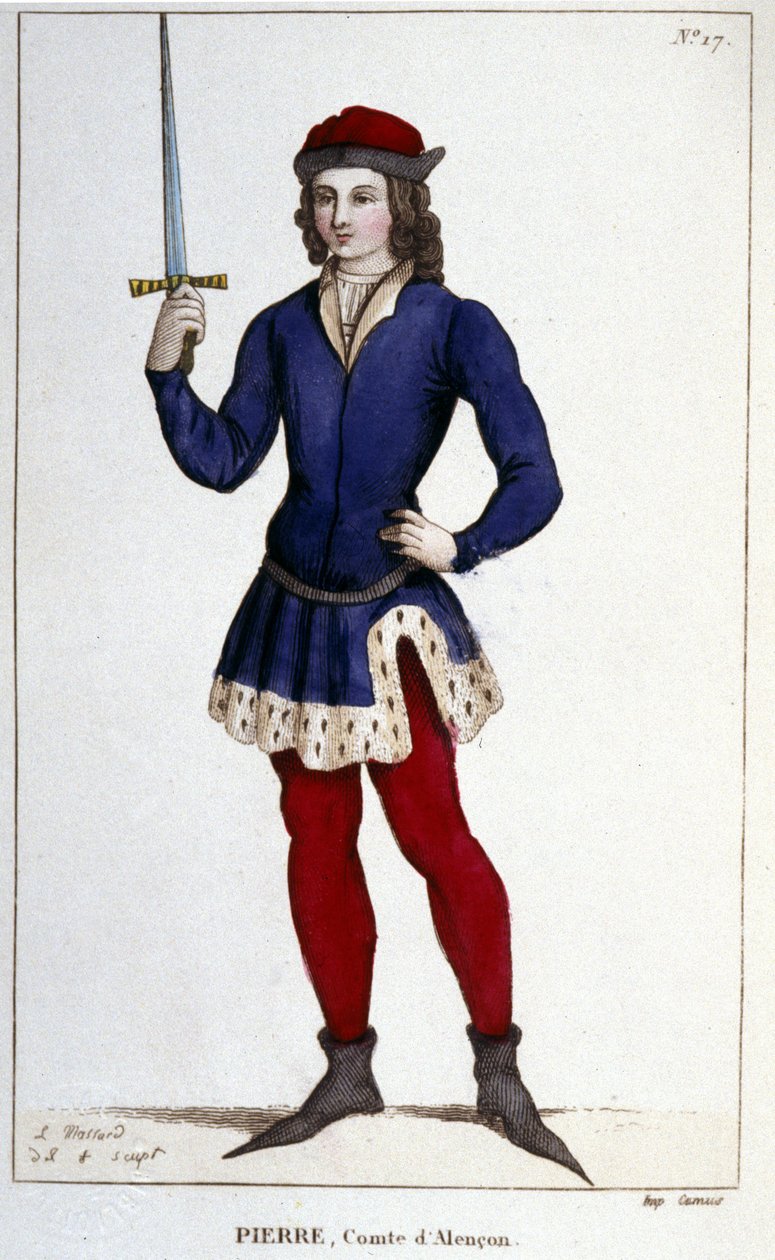 Portrett av Pierre, greve av Alençon (1251 - 1284), gravering av 1830. av Unknown artist