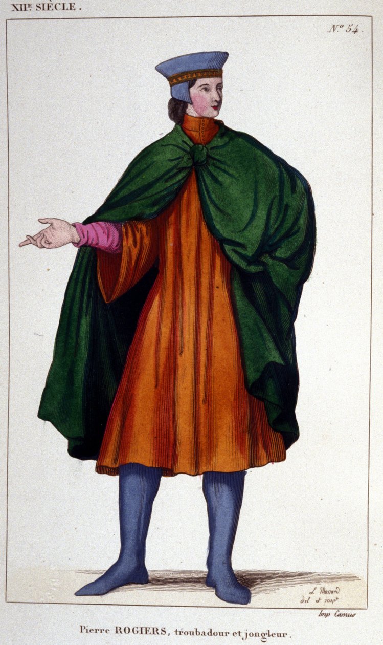 Portrett av Pierre Rogiers, trubadur og gjøgler på 1100-tallet. av Unknown artist