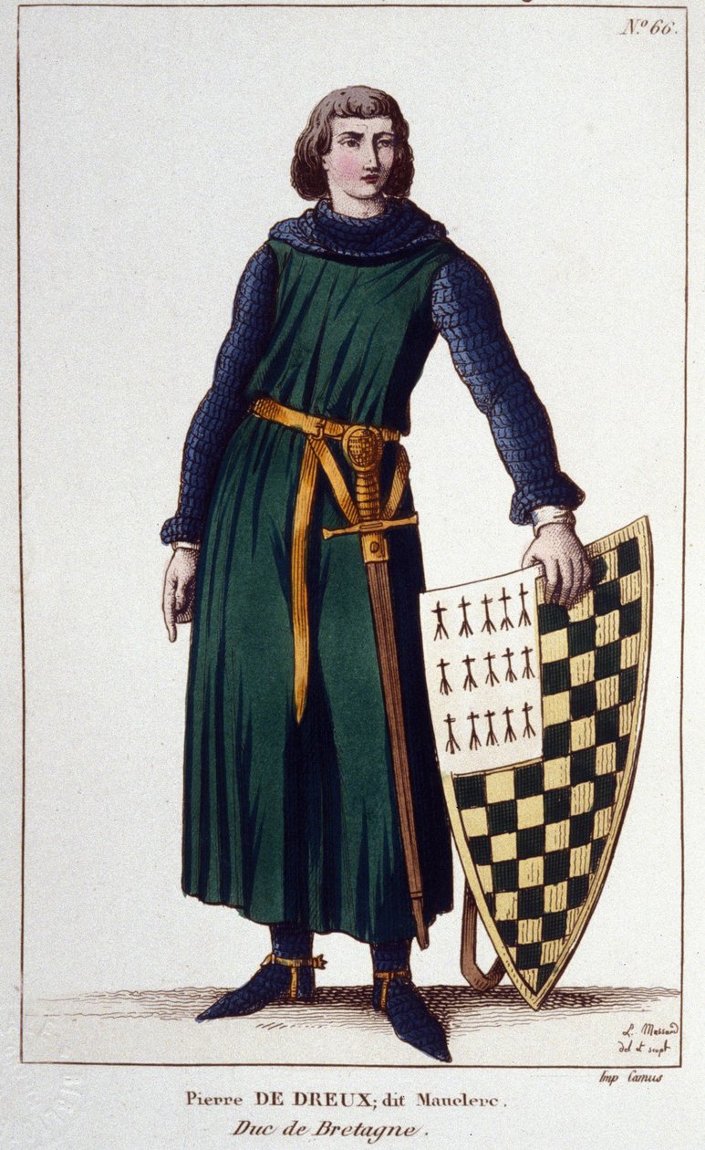 Portrett av Pierre de Dreux, dit Mauclerc, hertug i 1213. Gravering av 1830. av Unknown artist