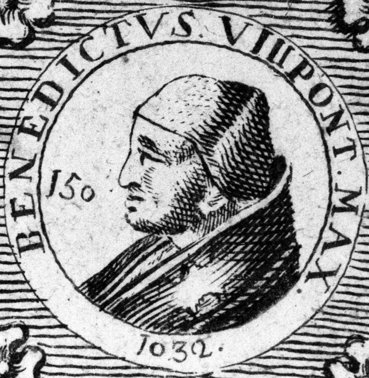 Portrett av pave Benedikt VIII. Gravering av 1800-tallet. av Unknown artist
