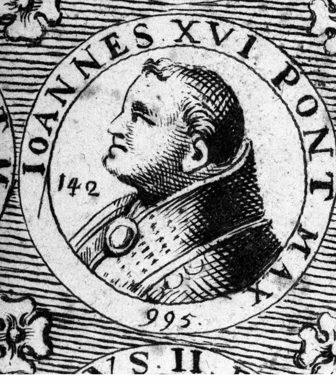 Portrett av pave Johannes XVI (Johannes Philagatus) (død 1013). av Unknown artist