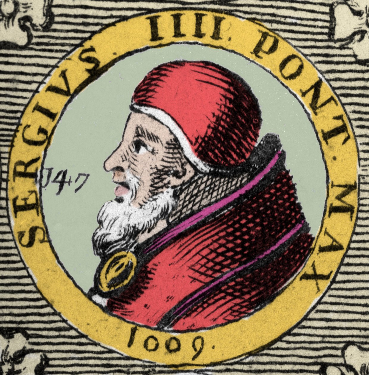 Portrett av pave Sergius IV eller Sergius IV Sergio IV. 1000-tallet. av Unknown artist