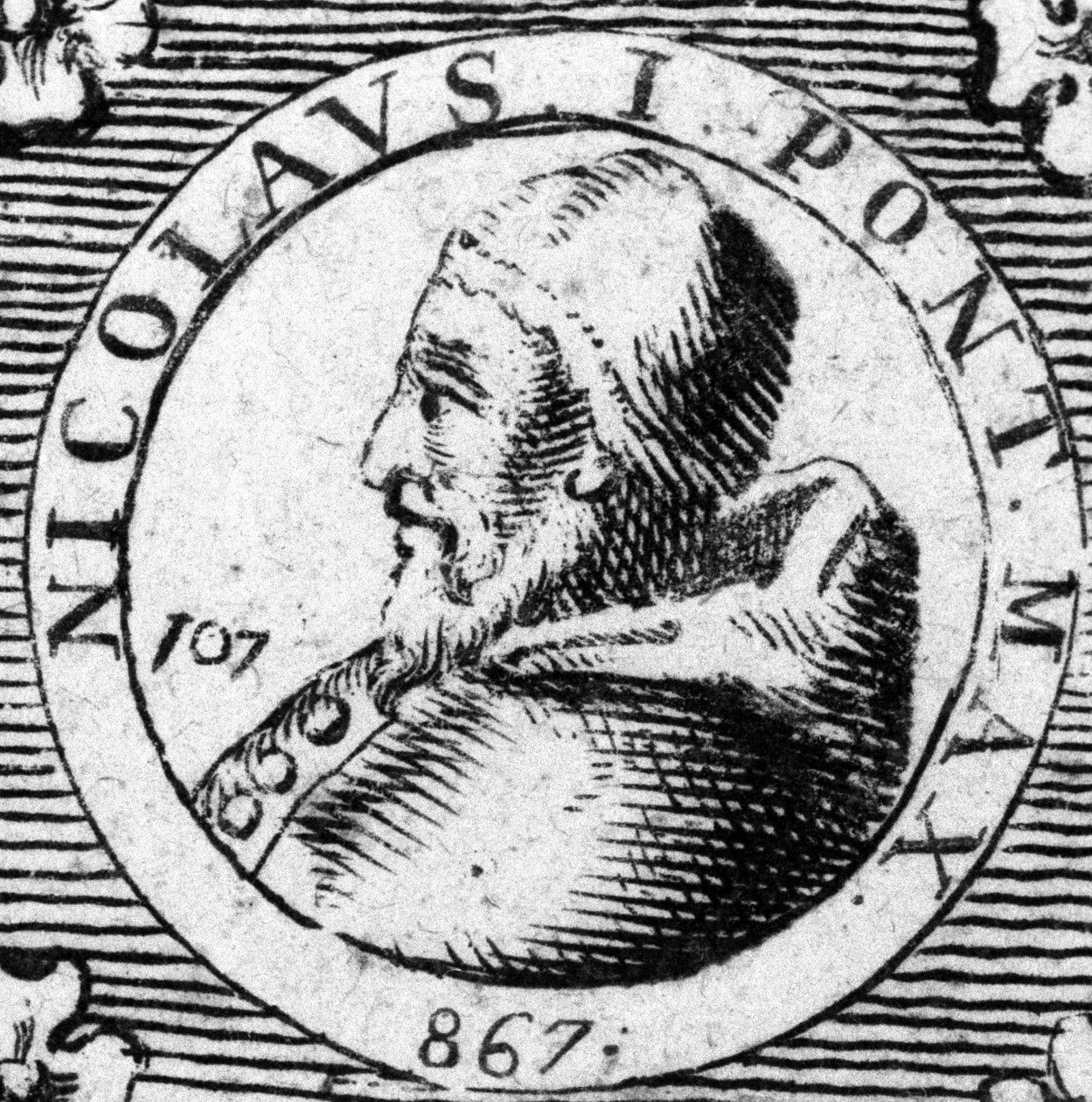 Portrett av pave St. Nicholas I den store (858-867). av Unknown artist
