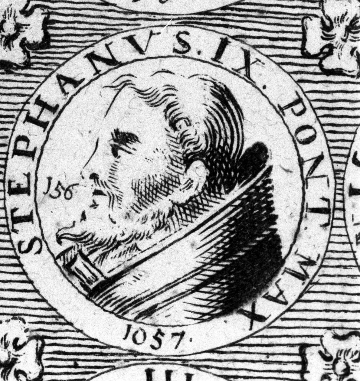 Portrett av pave Stefanus IX (Stefan 9). av Unknown artist