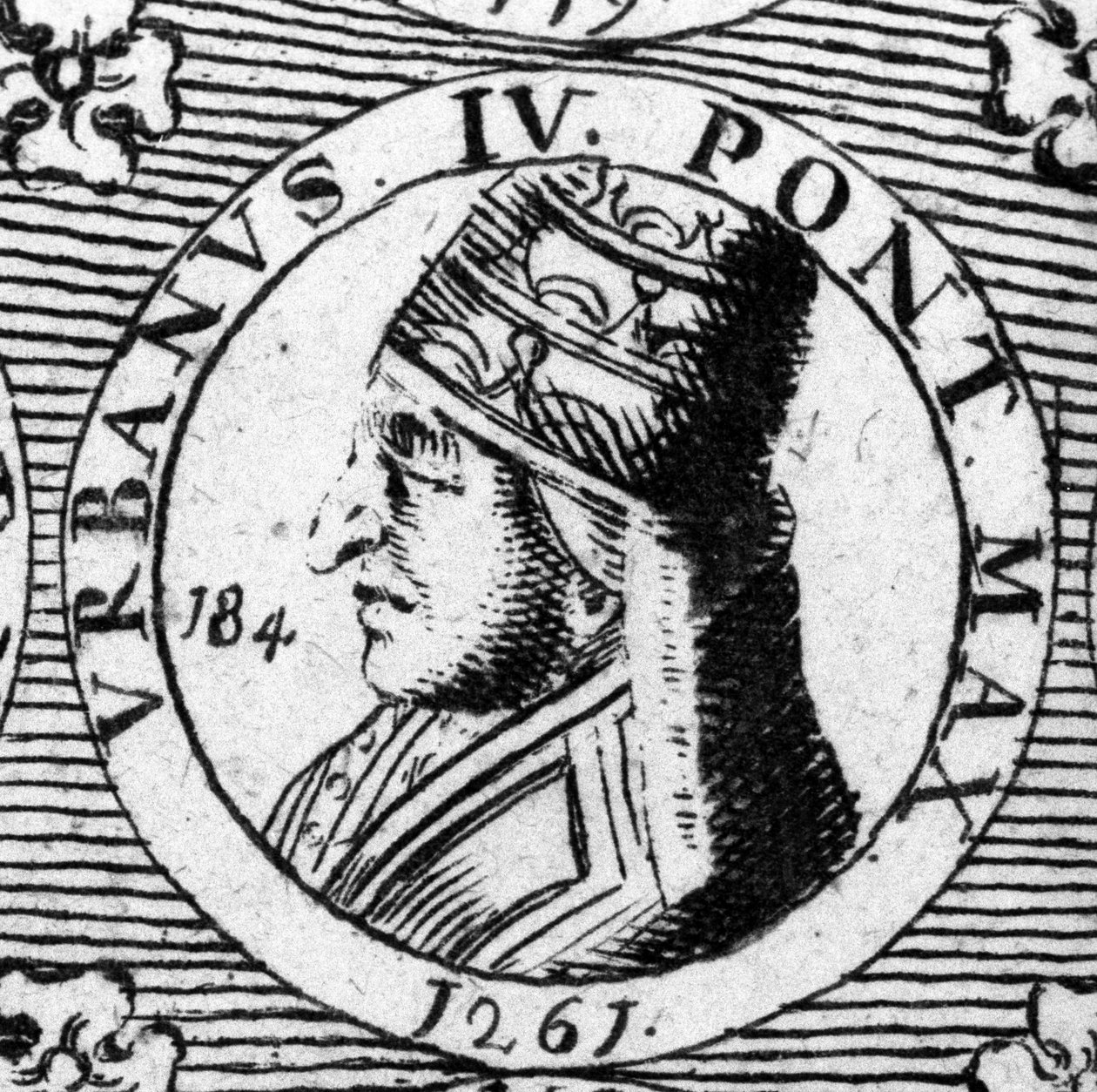 Portrett av pave Urban IV (1185 - 1264). 1700-talls gravering. av Unknown artist