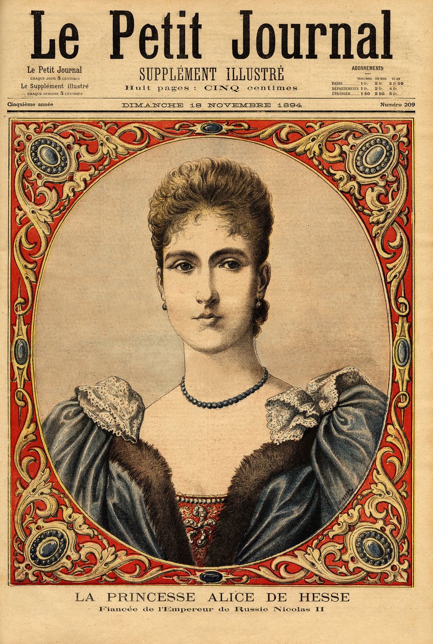 Portrett av prinsesse Alix av Hessen (eller Alexandra av Hessen Darmstadt av Unknown artist