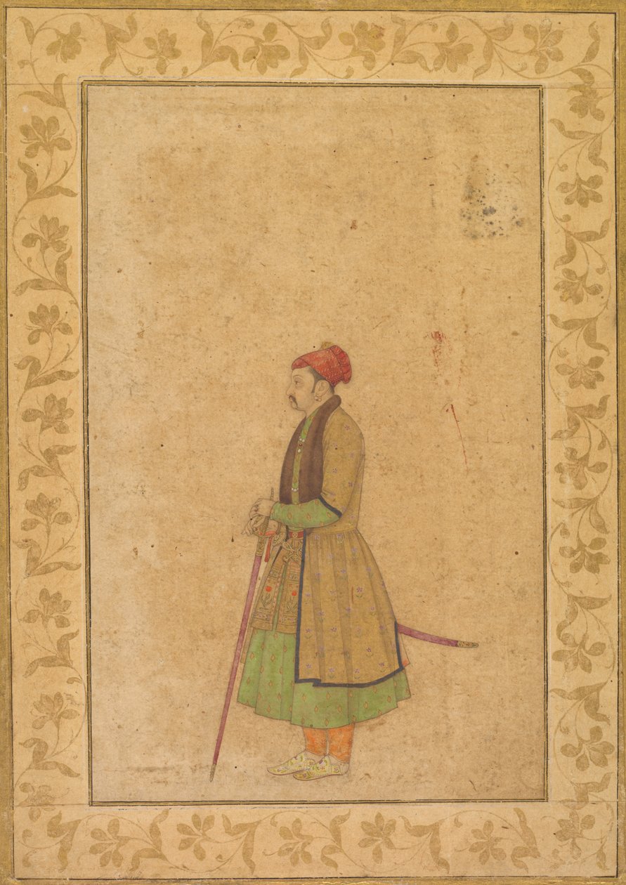 Portrett av Raja Ram Singh av Amber (f. 1667-1688) med et Deccan-sverd (recto) av Unknown artist