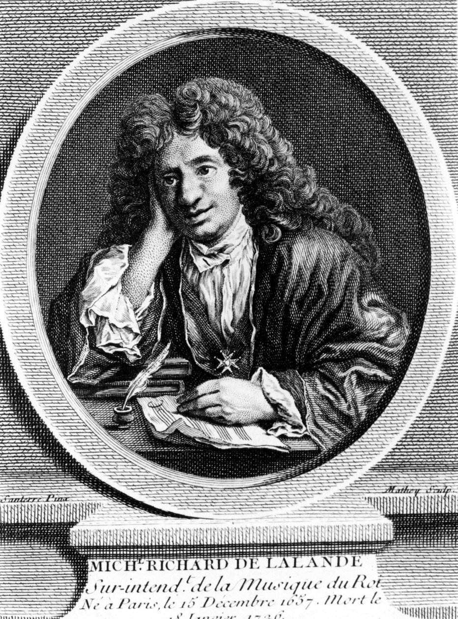 Portrett av Richard Delalande, superintendent for Music of the King; b. 15. desember 1657 i Paris; d. 18. januar 1726. av Unknown artist