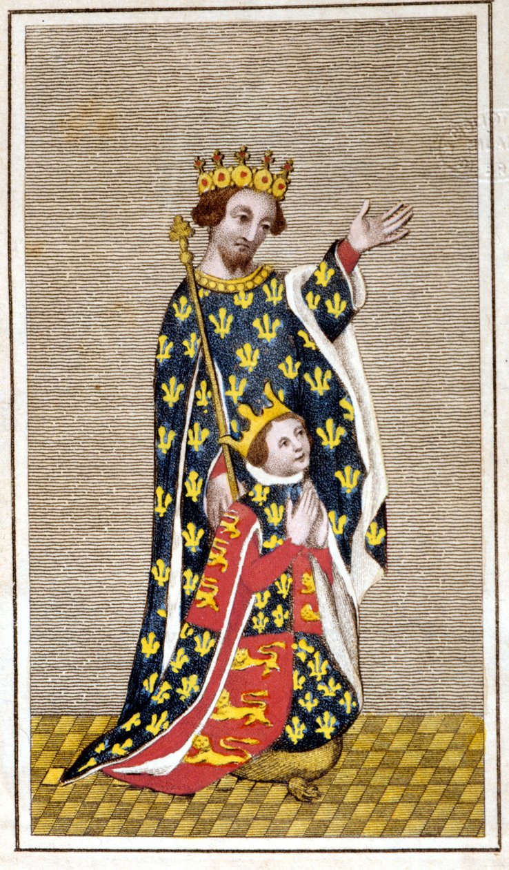 Portrett av Richard III (1452 - 1485) barn og hans far Richard av York. Gravering fra slutten av 1700-tallet. Biblioteca di Brera, Milano. av Unknown artist