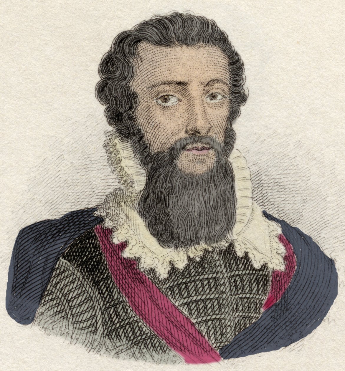Portrett av Robert Devereux, greve av Essex (1566-1601) engelsk general, favoritt til Elisabeth Iere. Gravering av 1800-tallet. av Unknown artist