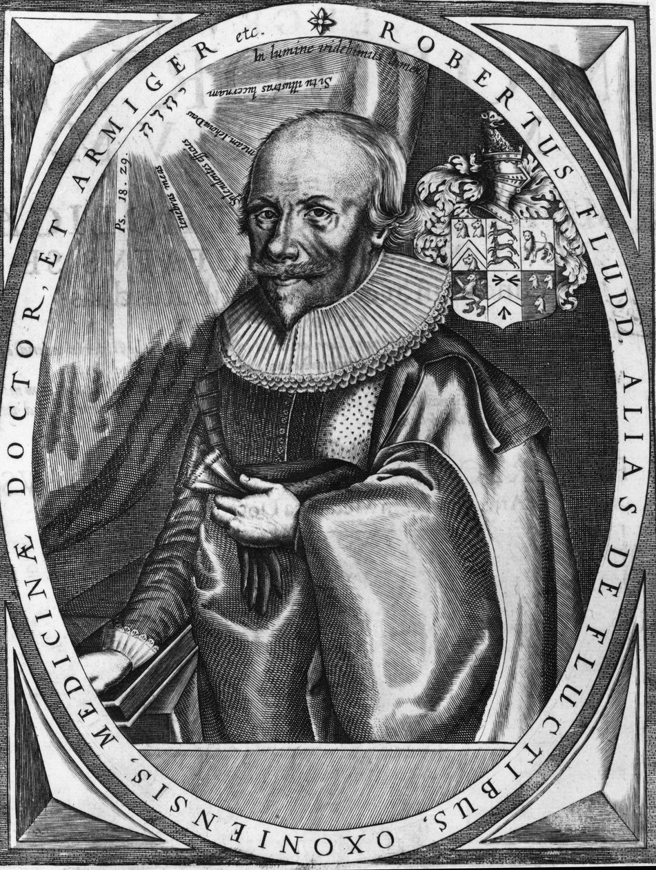 Portrett av Robert Fludd (1574-1637) engelsk lege og humanist. 1700-talls gravering. av Unknown artist