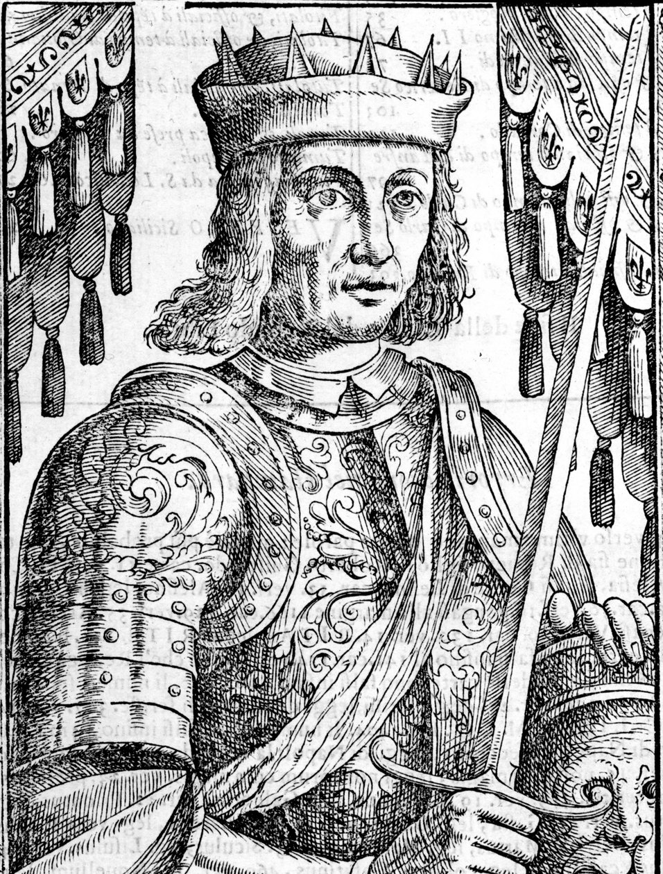 Portrett av Roger II av Hauteville (Ruggero Altavilla) (1097-1154), grunnlegger av monarkiet på Sicilia. Xilografi fra 1500-tallet. av Unknown artist