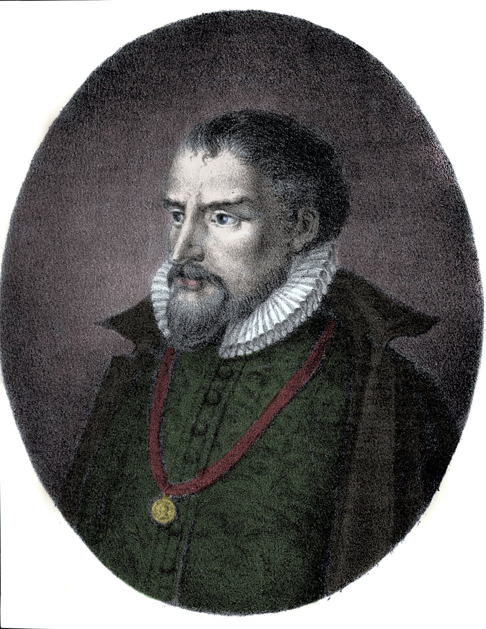 Portrett av Roland de Lassus (Orlandus eller Orlando de Lassus, ca. 1531-1594), fransk-flamsk komponist. av Unknown artist
