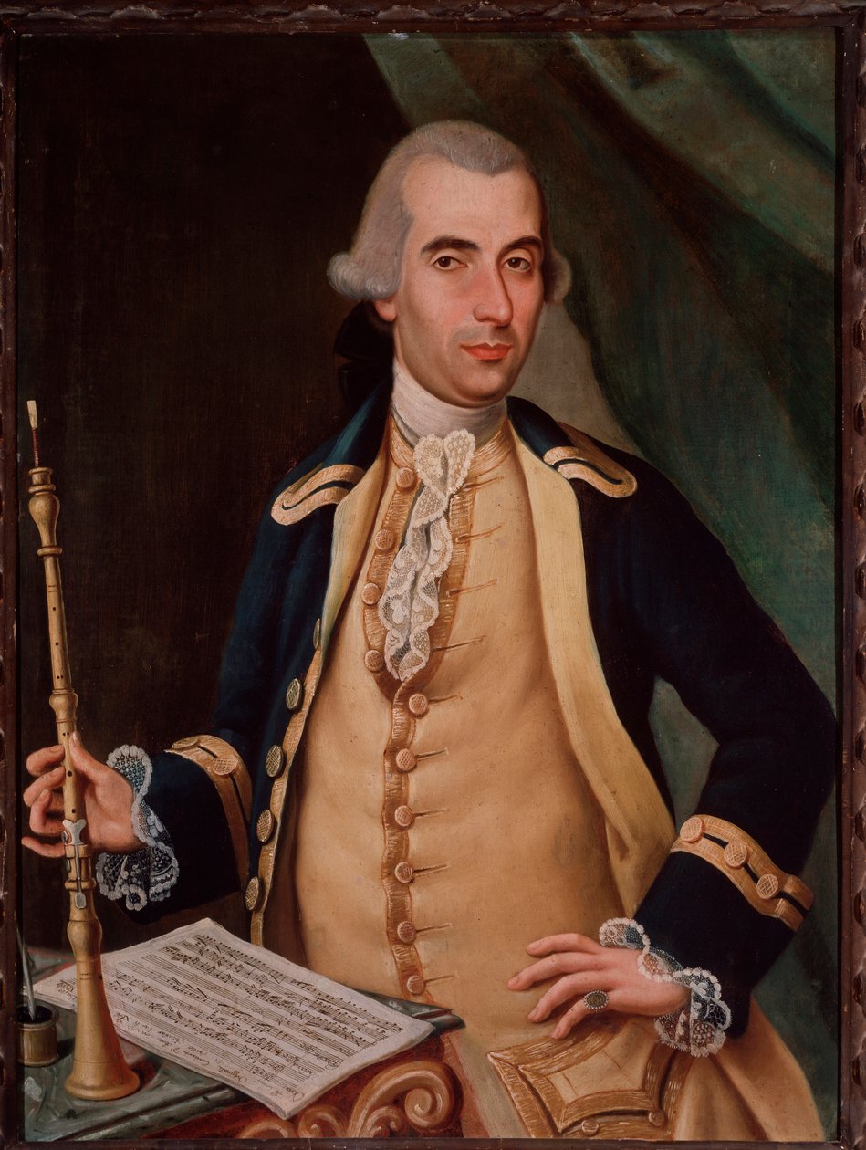 Portrett av Sante Aguilar (ca. 1734-1808) italiensk oboist Anonym maleri. Bologna Civic Bibliografisk museum fra 1700-tallet av Unknown artist
