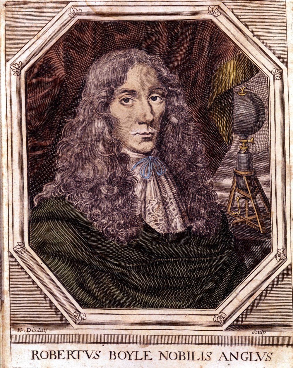 Portrett av Sir Robert Boyle (1627-1691), anglo-irsk fysiker og kjemiker. av Unknown artist