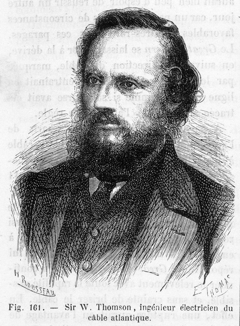 Portrett av Sir William Thomson, Lord Kelvin (1824-1907) - i "" The wonders of science"" av Louis Figuier av Unknown artist