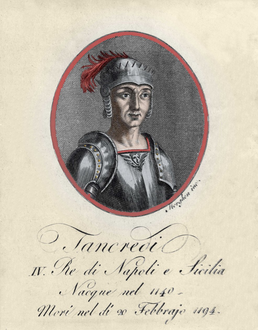 Portrett av Tancrede de Lecce (Tancredi) konge av Sicilia og Napoli (1140-1194). av Unknown artist