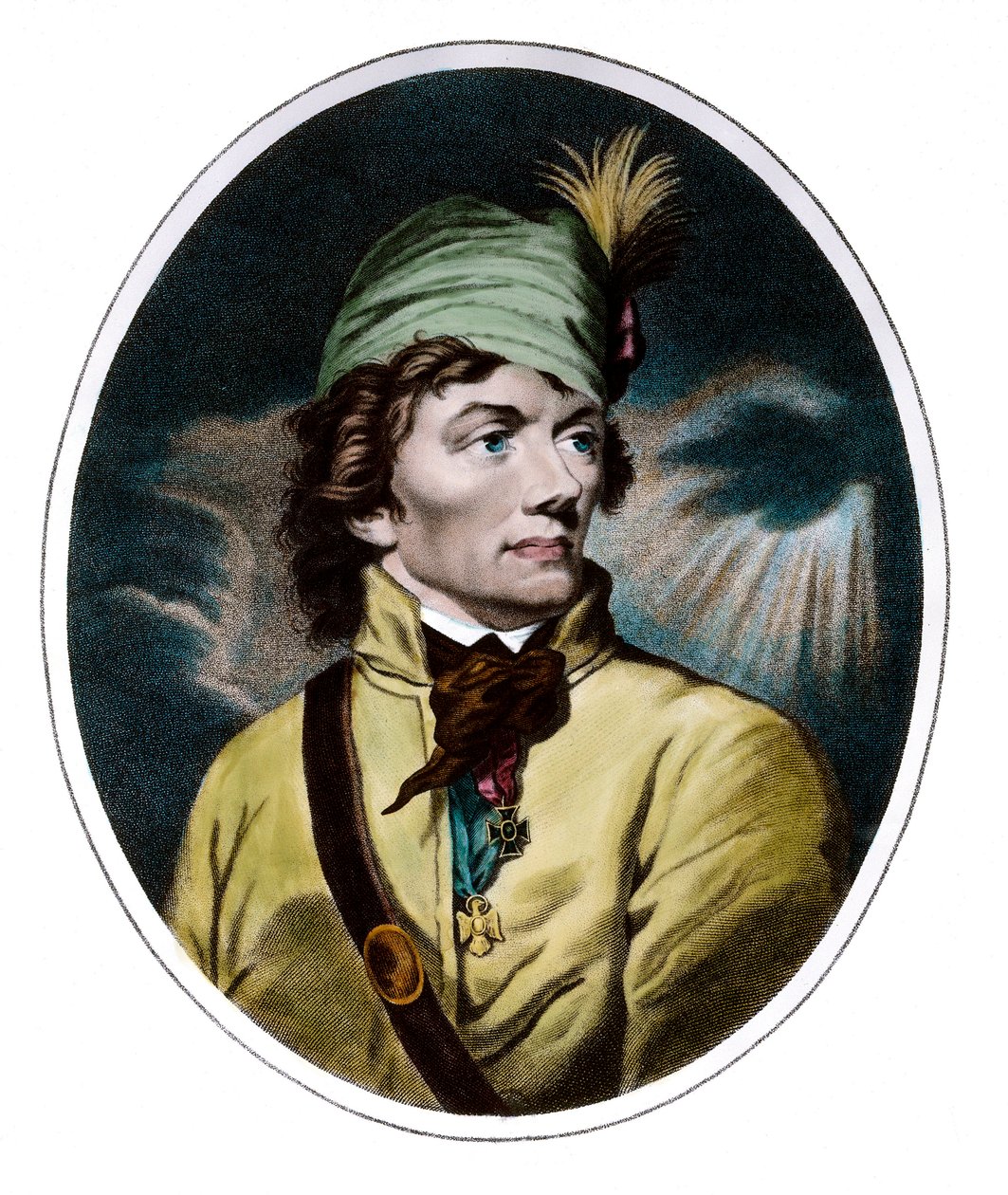Portrett av Thaddeus (Tadeusz) Kosciuszko (Kosciusko) (1746 - 1817) general og polske helter. Gravering fra 1700-tallet. Privat samling. av Unknown artist