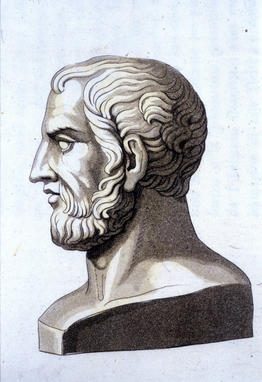 Portrett av Theophraste (372 f.Kr. - 287 f.Kr.), gresk filosof. av Unknown artist