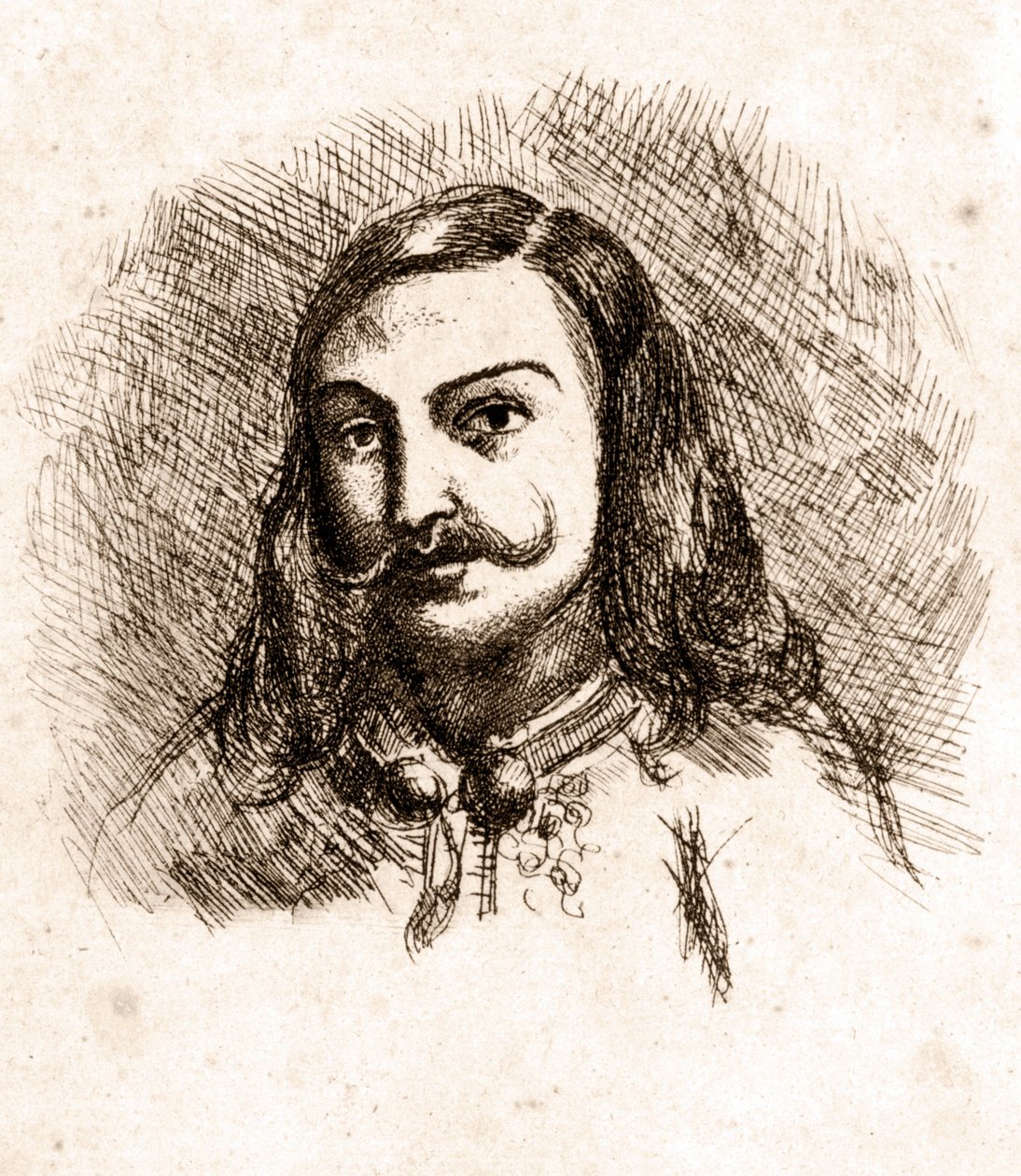 Portrett av Théophile Gautier. Tegning. 1800-tallet. av Unknown artist