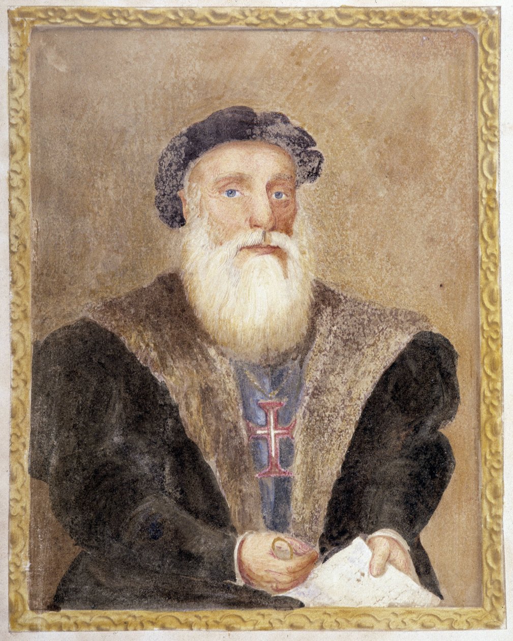 Portrett av Vasco de Gama - i "" Livet til prins Henri av Portugal med etternavnet Sjøfareren"" av Richard Henri Major av Unknown artist